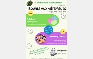 Bourse aux vêtements et jouets 07 et 08/09/2024